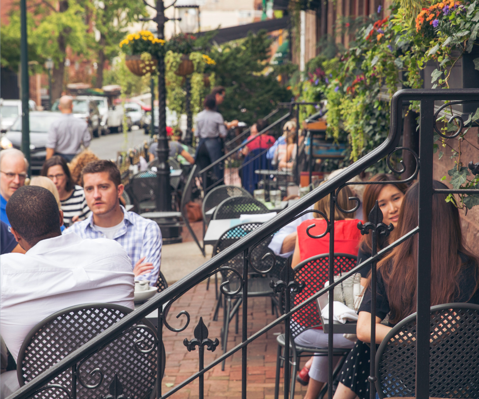 People eating and enjoying dining within the Shop Penn Experience.