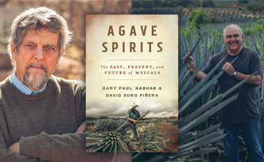 pictures of the two authors on either side with a picture of the book cover in the middle