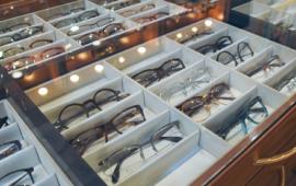 Glasses on display inside Eye Encounters.